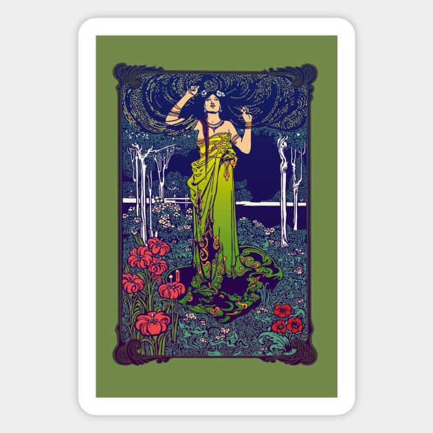 Art Nouveau Lady (green) Magnet by Soth Studio